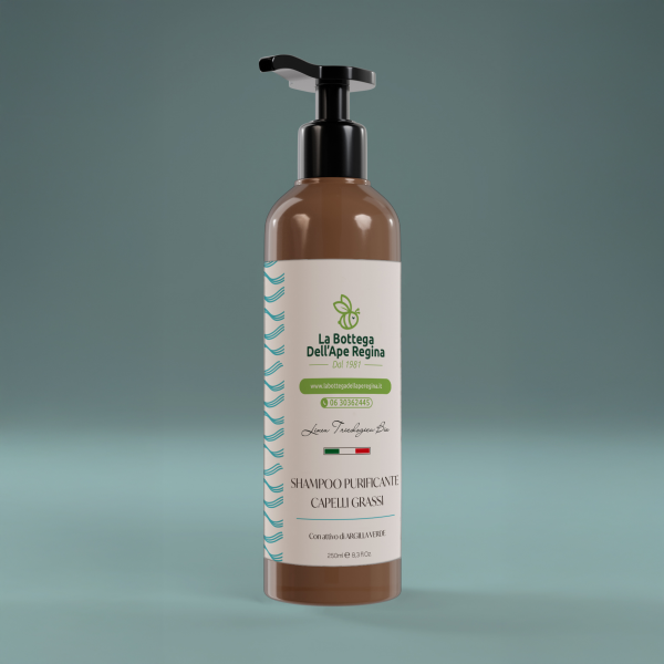Shampoo purificante capelli grassi con argilla verde e salvia in confezione da 250 ml