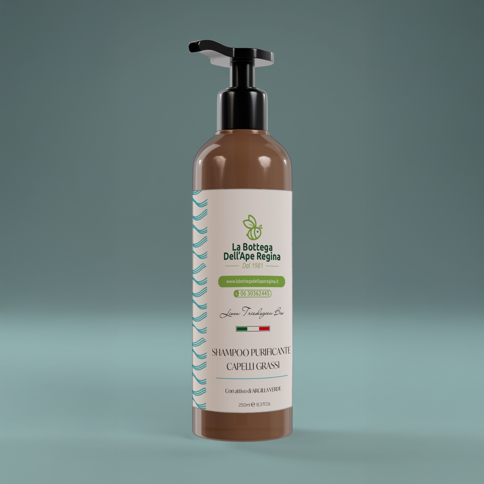 Shampoo purificante capelli grassi con argilla verde e salvia in confezione da 250 ml