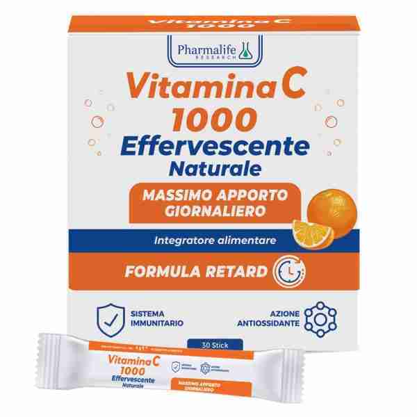 Stick effervescenti Vitamina C 1000 per sistema immunitario e protezione dallo stress ossidativo.