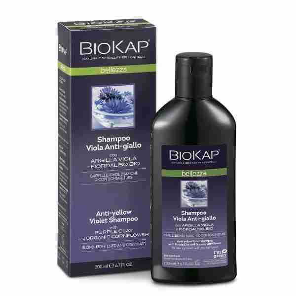 BioKap Bellezza Shampoo Viola Antigiallo con pigmenti viola e Argilla, flacone da 200 ml