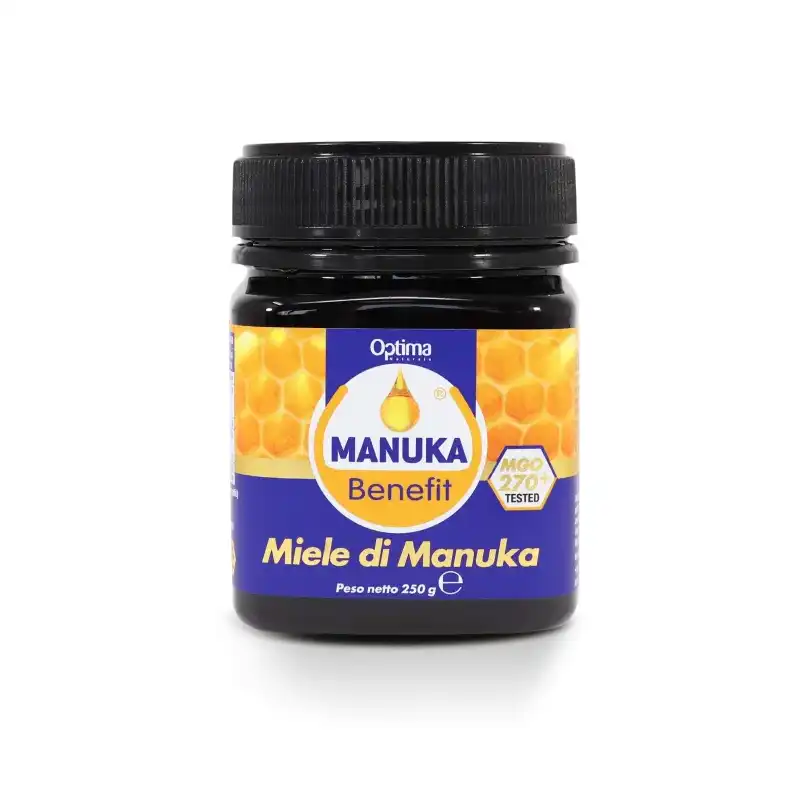 Optima Manuka Benefit Miele Manuka 270+ MGO, miele puro dalla Nuova Zelanda in barattolo da 250 g.
