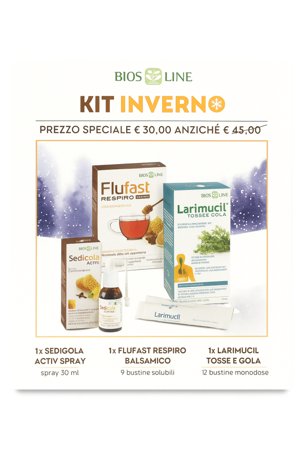 Kit Inverno Bios Line con spray, bustine balsamiche e gel tosse